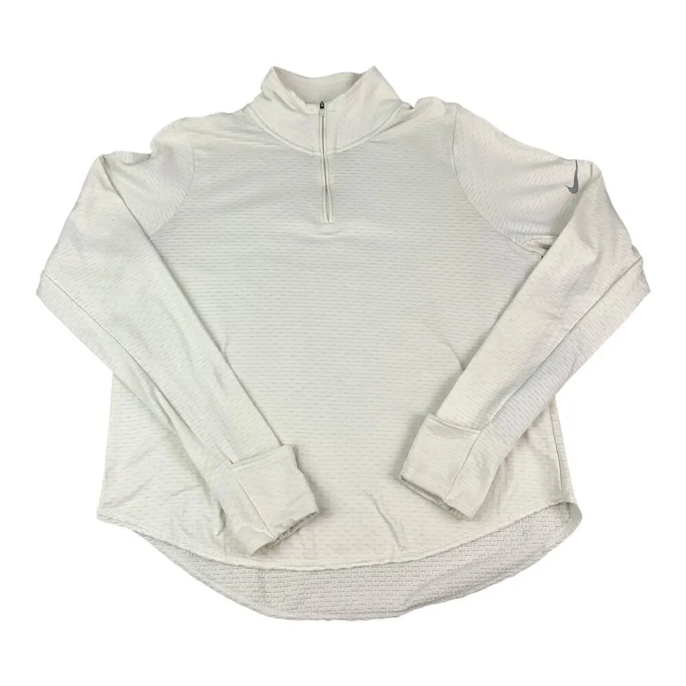 Nike Running Dri Fit Women’s 1/4 Zip Pullover Top, White, Size Large